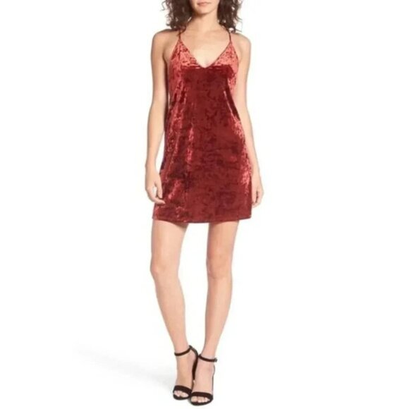 Revolve Privacy Please Raymore velvet Mini Dress Crushed Red Rust Size  Small - Picture 7 of 16